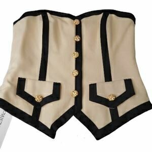 Escada Monochromatic Crop Top with Gold Buttons